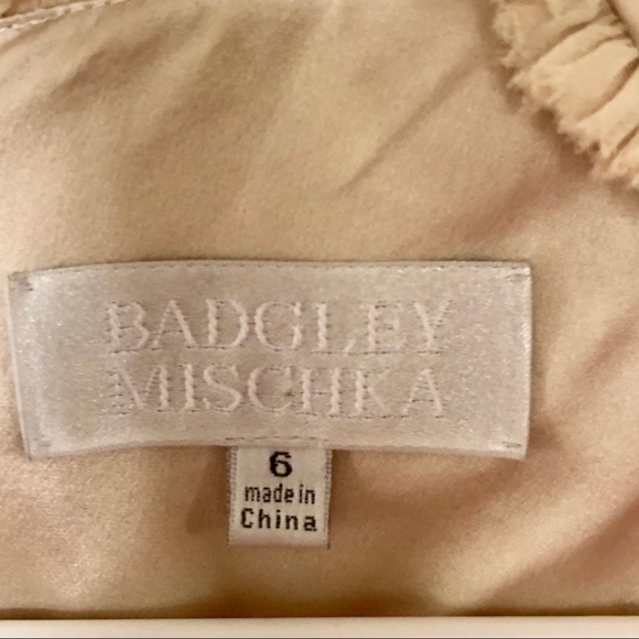 Badgley Mischka silk champagne dress sz. 6 - Picture 3 of 8